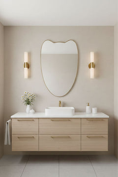 Varaudu Tulip Mirror Brass Vanity Wall Mirror - Antique Brass Bathroom Mirror, Vanity Wall Decor