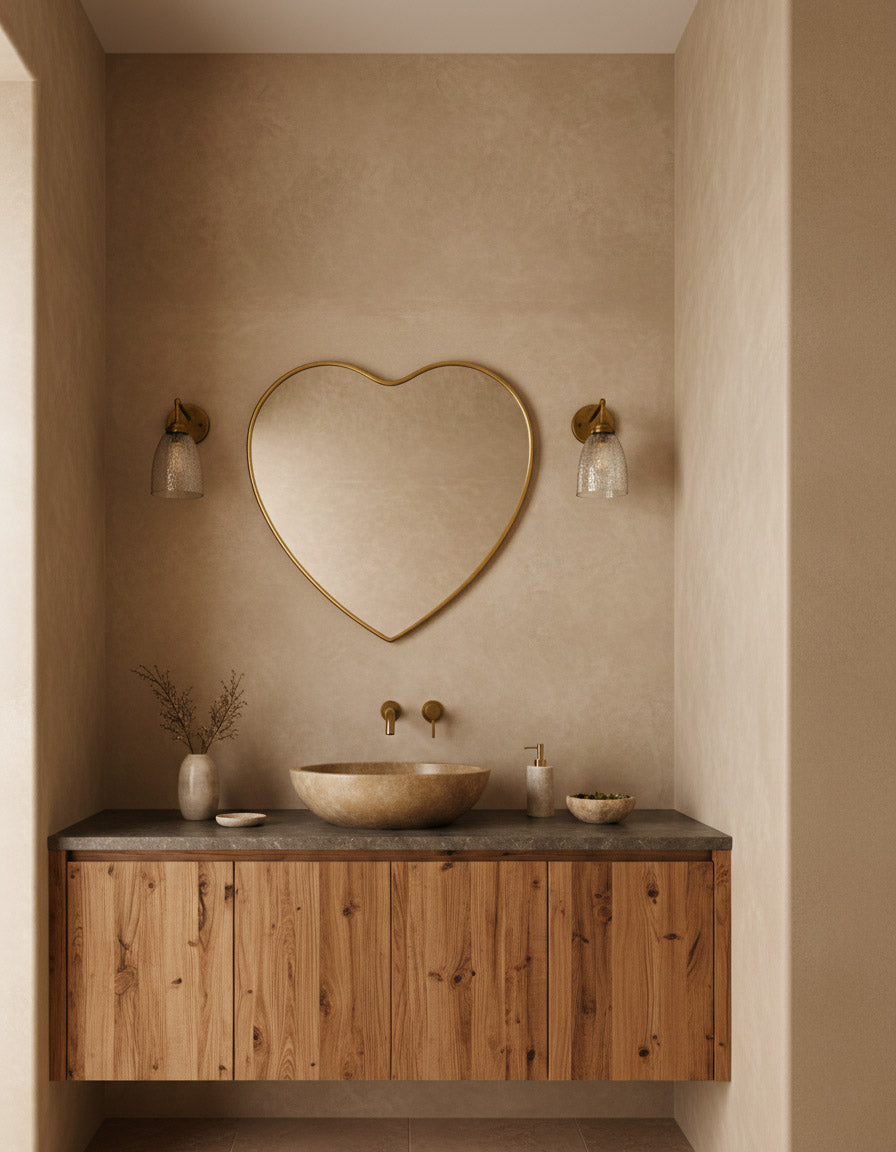 Varaudu Handmade Brass Golden Heart Brass Mirror 369099712 - Antique Brass Bathroom Mirror, Vanity Wall Decor