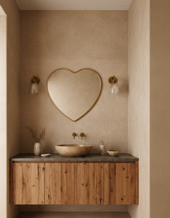 Varaudu Handmade Brass Golden Heart Brass Mirror 369099712 - Antique Brass Bathroom Mirror, Vanity Wall Decor