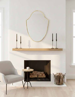 Varaudu Italian Shield Form Brass Wall Mirrors - Antique Brass Bathroom Mirror, Vanity Wall Decor