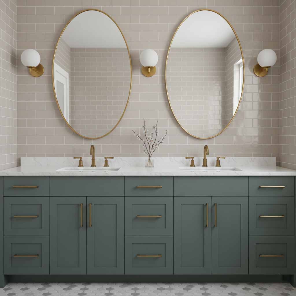 Varaudu Brass Oval Mirror - Antique Brass Bathroom Mirror, Vanity Wall Decor