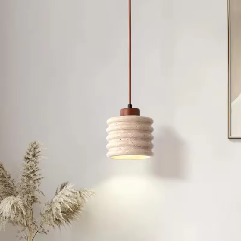 Komei Retro Wabi Sabi Travertine Stone Pendant Light