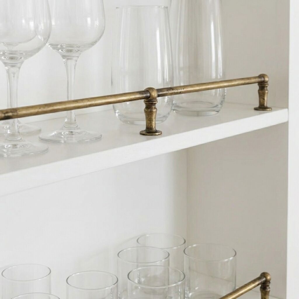Solid Brass Shelf Guard Rail – Unlacquered Handmade Kitchen Bar