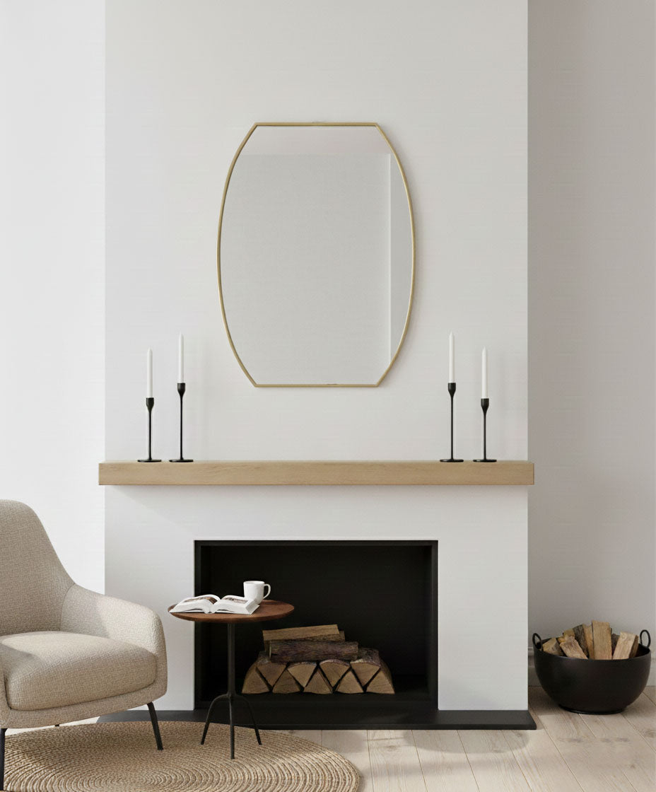 Varaudu Luxe Contour Rectangle Brass Mirror Handmade Mirror - Antique Brass Bathroom Mirror, Vanity Wall Decor