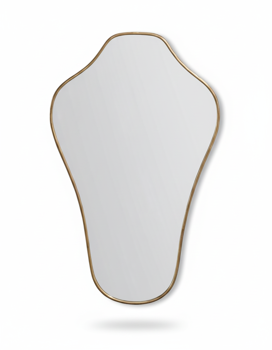 Varaudu Sculpted Crest Mirror Handmade Brass Mirror - Antique Brass Bathroom Mirror, Vanity Wall Decor