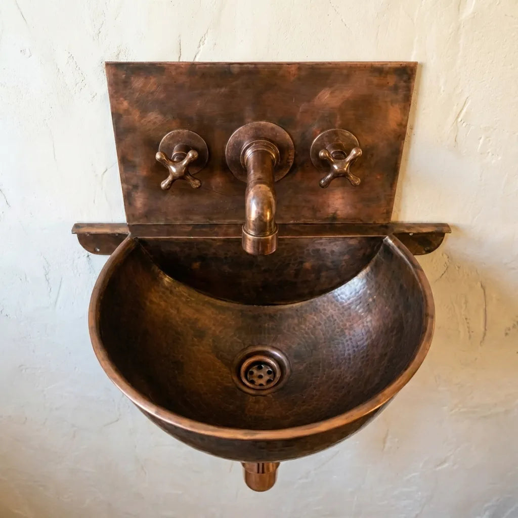 Copper Wall Mount Bathroom Sink 20