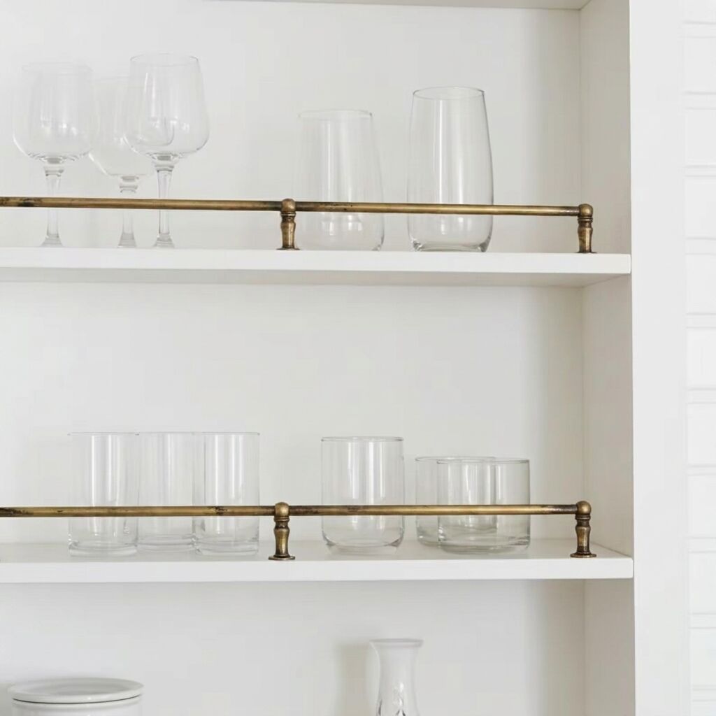 Solid Brass Shelf Guard Rail – Unlacquered Handmade Kitchen Bar