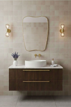 Varaudu Modern Curved Brass Mirror Handmade Wall Mirror - Antique Brass Bathroom Mirror, Vanity Wall Decor