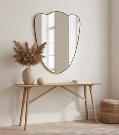 Varaudu Flower Brass Mirror Handmade Wall Mirror - Antique Brass Bathroom Mirror, Vanity Wall Decor