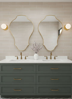 Varaudu Curved Tulip Shield Mirror Unlacquered Brass Mirror - Antique Brass Bathroom Mirror, Vanity Wall Decor