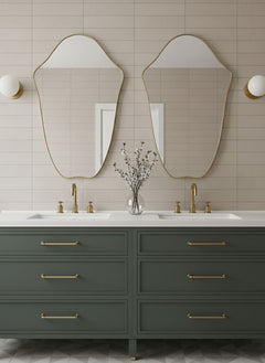 Varaudu Crest Edge Mirror Handmade Brass Wall Mirror - Antique Brass Bathroom Mirror, Vanity Wall Decor
