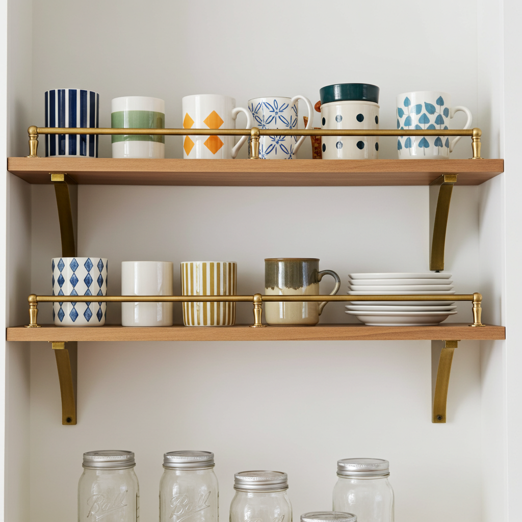Unlacquered Brass Gallery Rail – Solid Brass Shelf Guard for Kitchen Cabinets