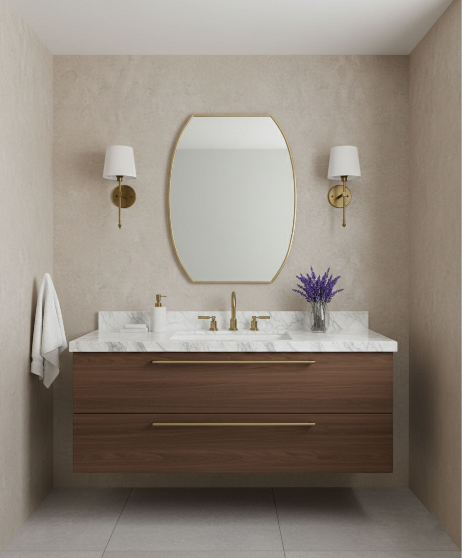 Varaudu Luxe Contour Rectangle Brass Mirror Handmade Mirror - Antique Brass Bathroom Mirror, Vanity Wall Decor