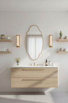 Varaudu Modern Regal Oval Mirror Handmade Brass Wall Mirror - Antique Brass Bathroom Mirror, Vanity Wall Decor