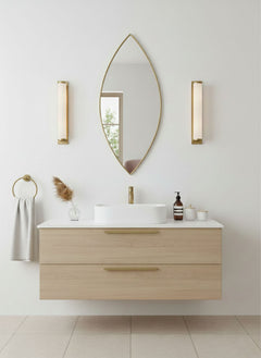 Varaudu Elegant Leaf Silhouette Modern Brass Mirror - Antique Brass Bathroom Mirror, Vanity Wall Decor