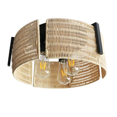 3-Light Grove Rattan Wicker Drum Flush Mount
