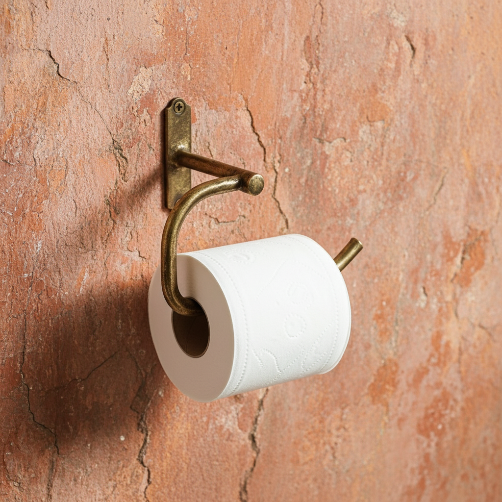 Antique Brass Toilet Paper Holder – Wall Mounted Vintage Bathroom Roll Hook