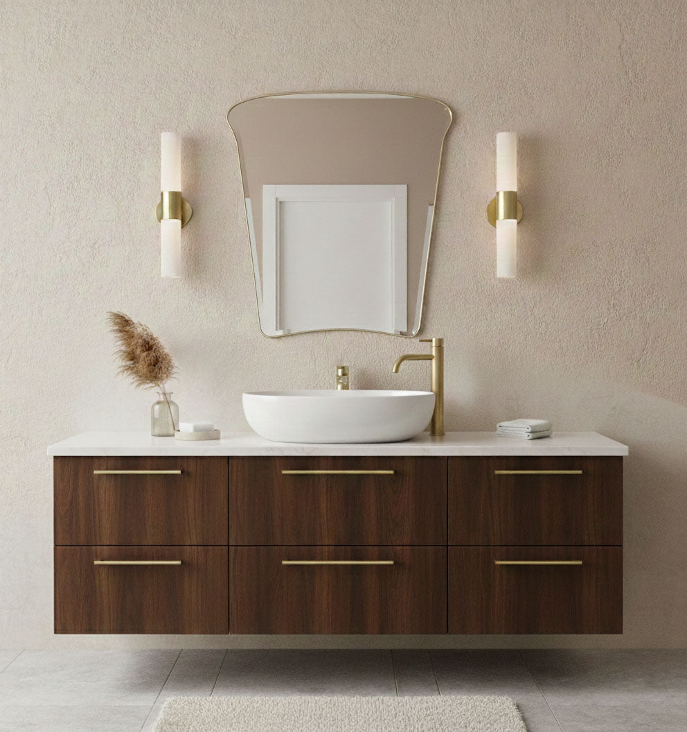 Varaudu Brass Wall Mirror Modern Handmade Design - Antique Brass Bathroom Mirror, Vanity Wall Decor