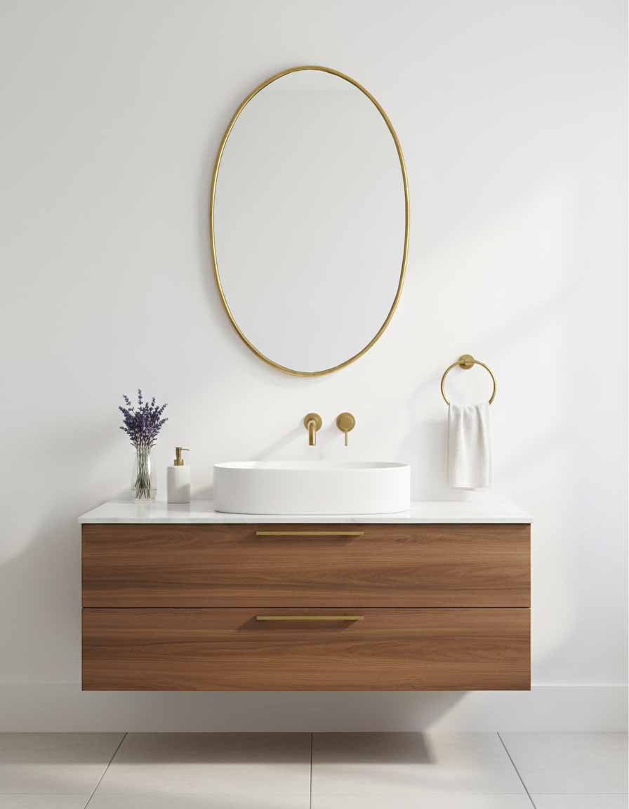 Varaudu Brass Oval Mirror - Antique Brass Bathroom Mirror, Vanity Wall Decor