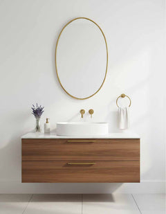 Varaudu Brass Oval Mirror - Antique Brass Bathroom Mirror, Vanity Wall Decor