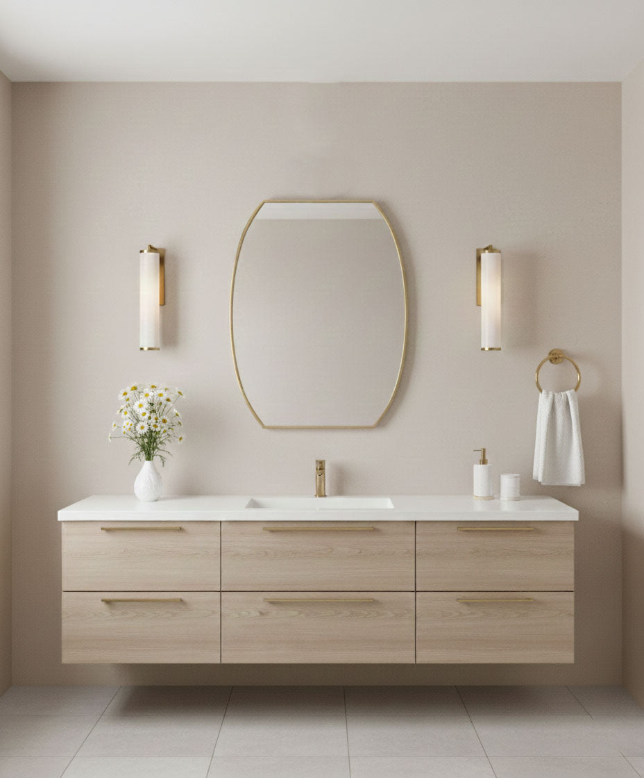 Varaudu Luxe Contour Rectangle Brass Mirror Handmade Mirror - Antique Brass Bathroom Mirror, Vanity Wall Decor