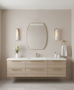 Varaudu Luxe Contour Rectangle Brass Mirror Handmade Mirror - Antique Brass Bathroom Mirror, Vanity Wall Decor