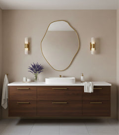 Varaudu Freeform Brass Accent Mirror Handmade Mirror - Antique Brass Bathroom Mirror, Vanity Wall Decor
