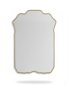 Varaudu Rectangle Brass Mirror Handmade Scalloped Vanity Mirror - Antique Brass Bathroom Mirror, Vanity Wall Decor