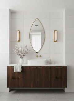 Varaudu Elegant Leaf Silhouette Modern Brass Mirror - Antique Brass Bathroom Mirror, Vanity Wall Decor