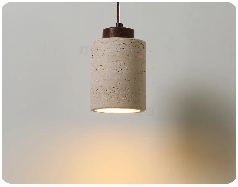 Arvo Wabi Sabi Cylinder Travertine Stone Pendant Light