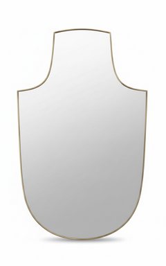 Varaudu Arch Top Shield Bathroom Brass Mirror - Antique Brass Bathroom Mirror, Vanity Wall Decor