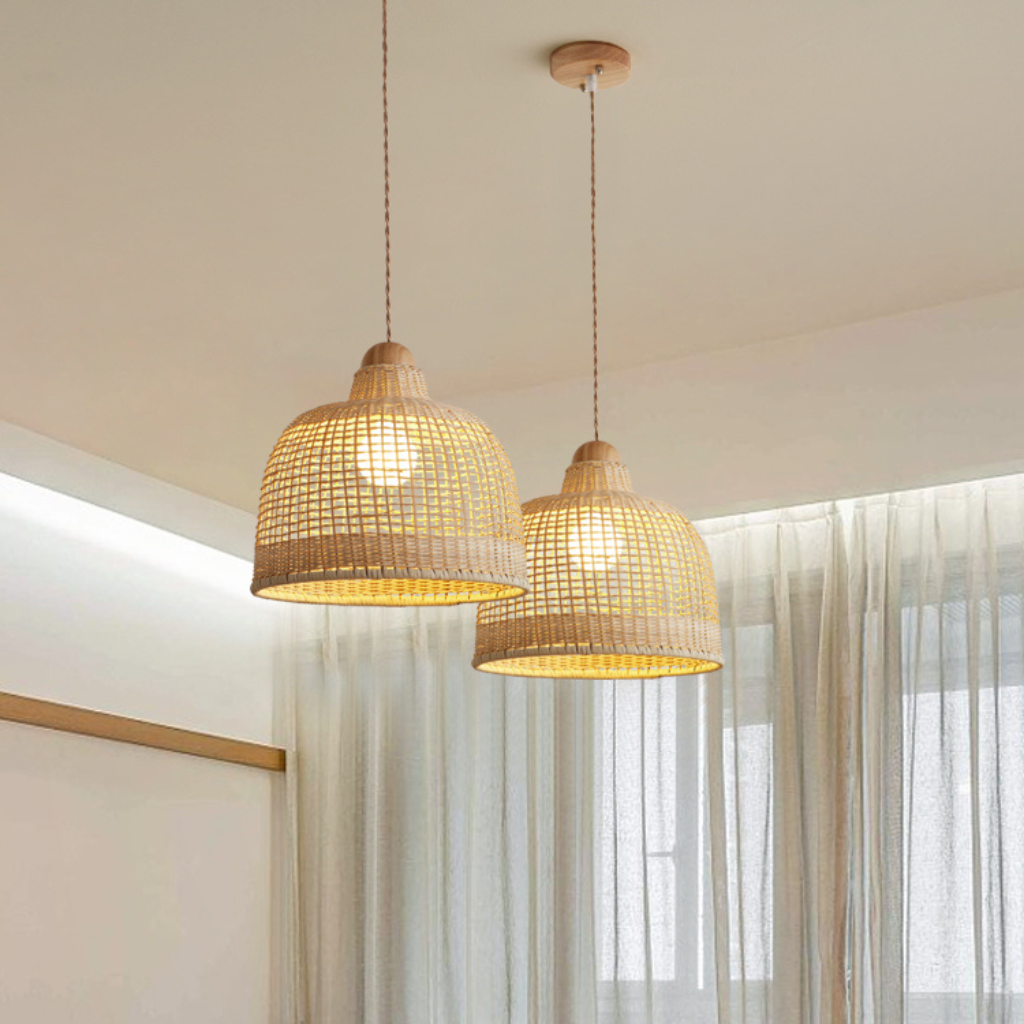 Arturesthome Rattan Basket Weave Pendant Light