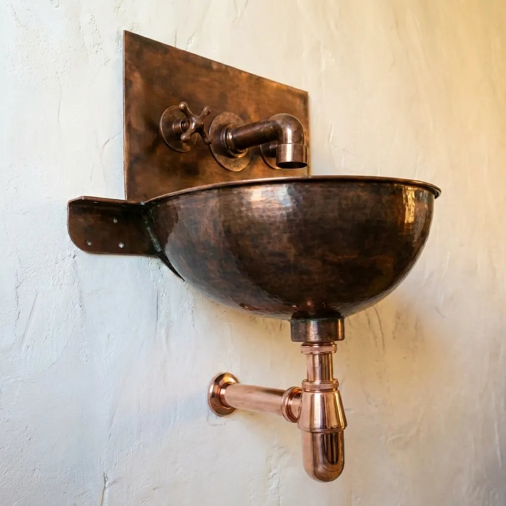 Copper Wall Mount Bathroom Sink 20