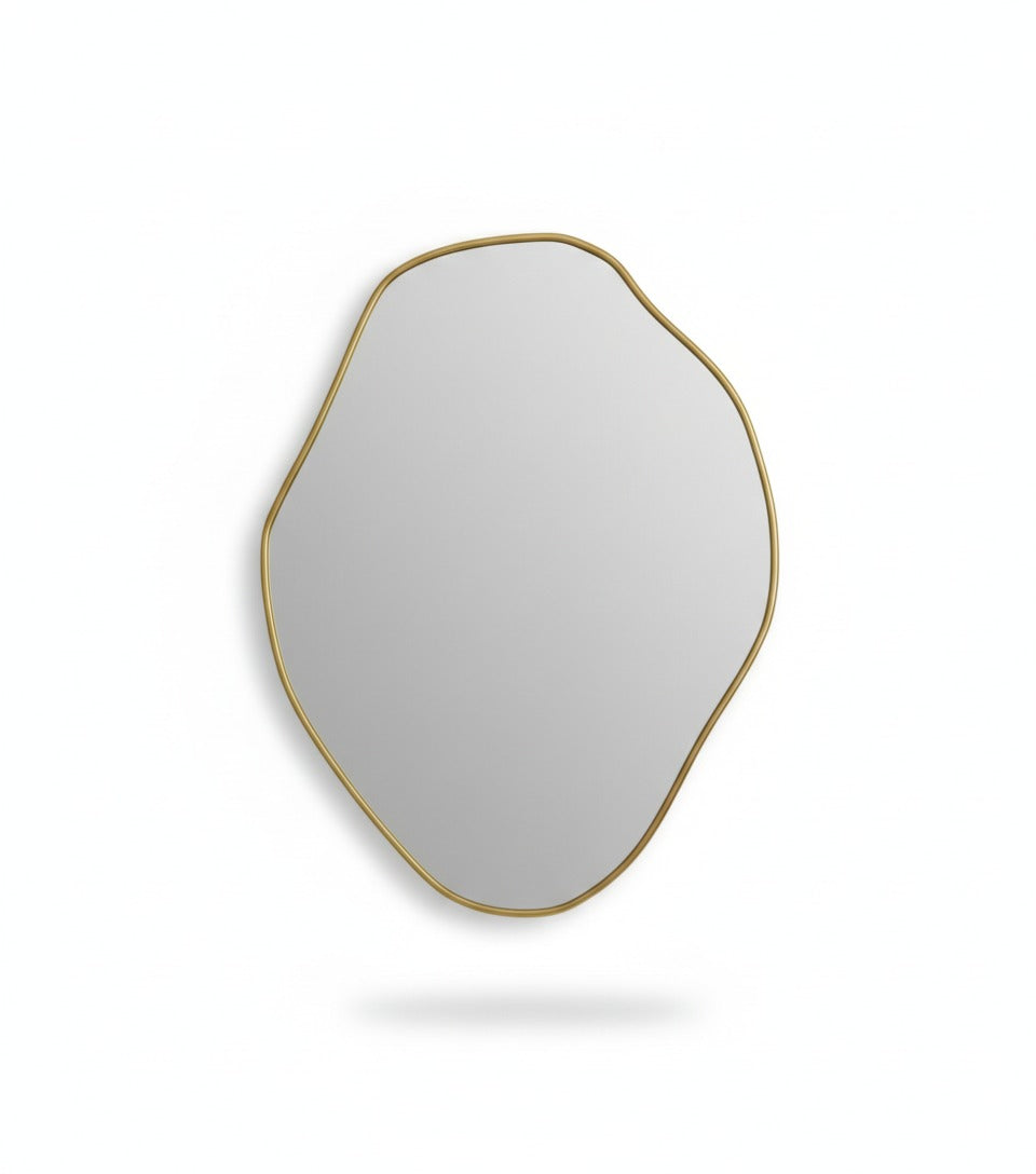 Varaudu Freeform Brass Accent Mirror Handmade Mirror - Antique Brass Bathroom Mirror, Vanity Wall Decor