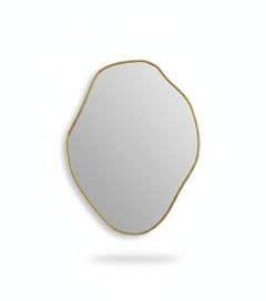 Varaudu Freeform Brass Accent Mirror Handmade Mirror - Antique Brass Bathroom Mirror, Vanity Wall Decor
