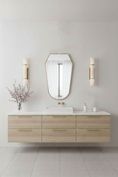 Varaudu Rounded Shield Brass Mirror Handmade Mirror - Antique Brass Bathroom Mirror, Vanity Wall Decor