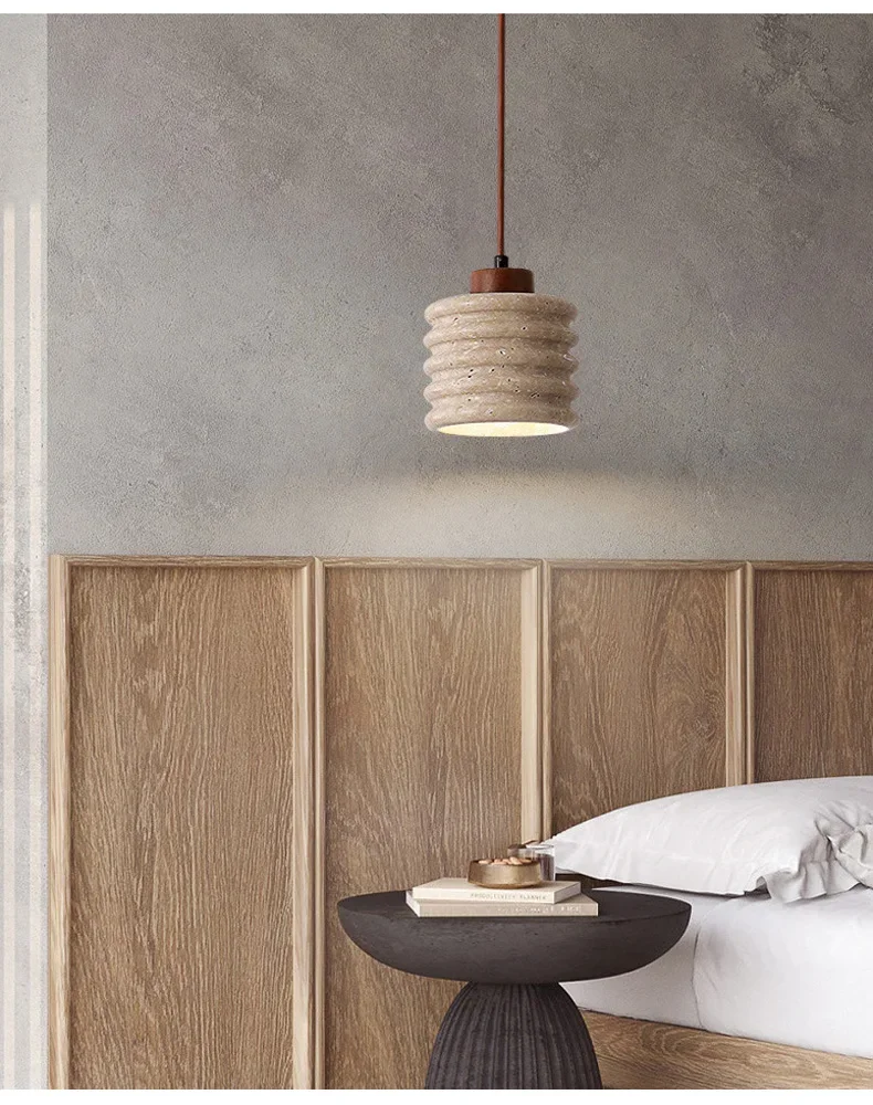 Komei Retro Wabi Sabi Travertine Stone Pendant Light