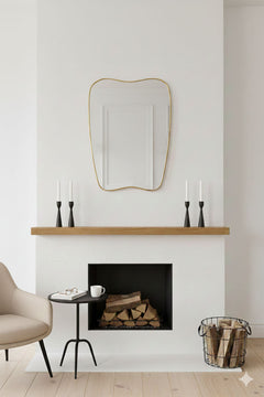 Varaudu Modern Curved Brass Mirror Handmade Wall Mirror - Antique Brass Bathroom Mirror, Vanity Wall Decor