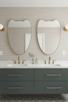 Varaudu Tulip Mirror Brass Vanity Wall Mirror - Antique Brass Bathroom Mirror, Vanity Wall Decor