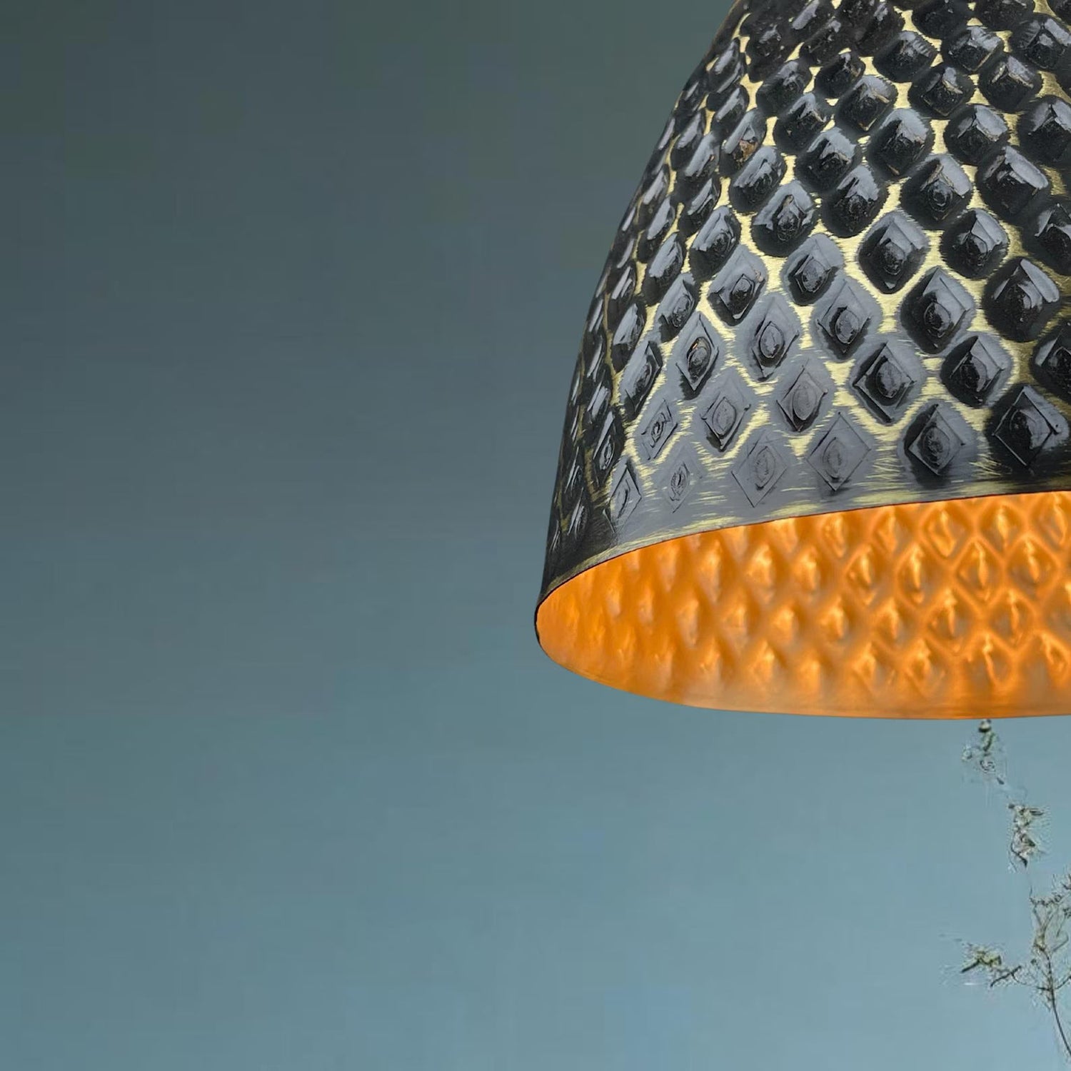 Handmade Hammered Brass Pendant Light - Moroccan Style Dome Lamp