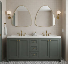 Varaudu Pebble Triangle Brass Mirror Modern Wall Design - Antique Brass Bathroom Mirror, Vanity Wall Decor