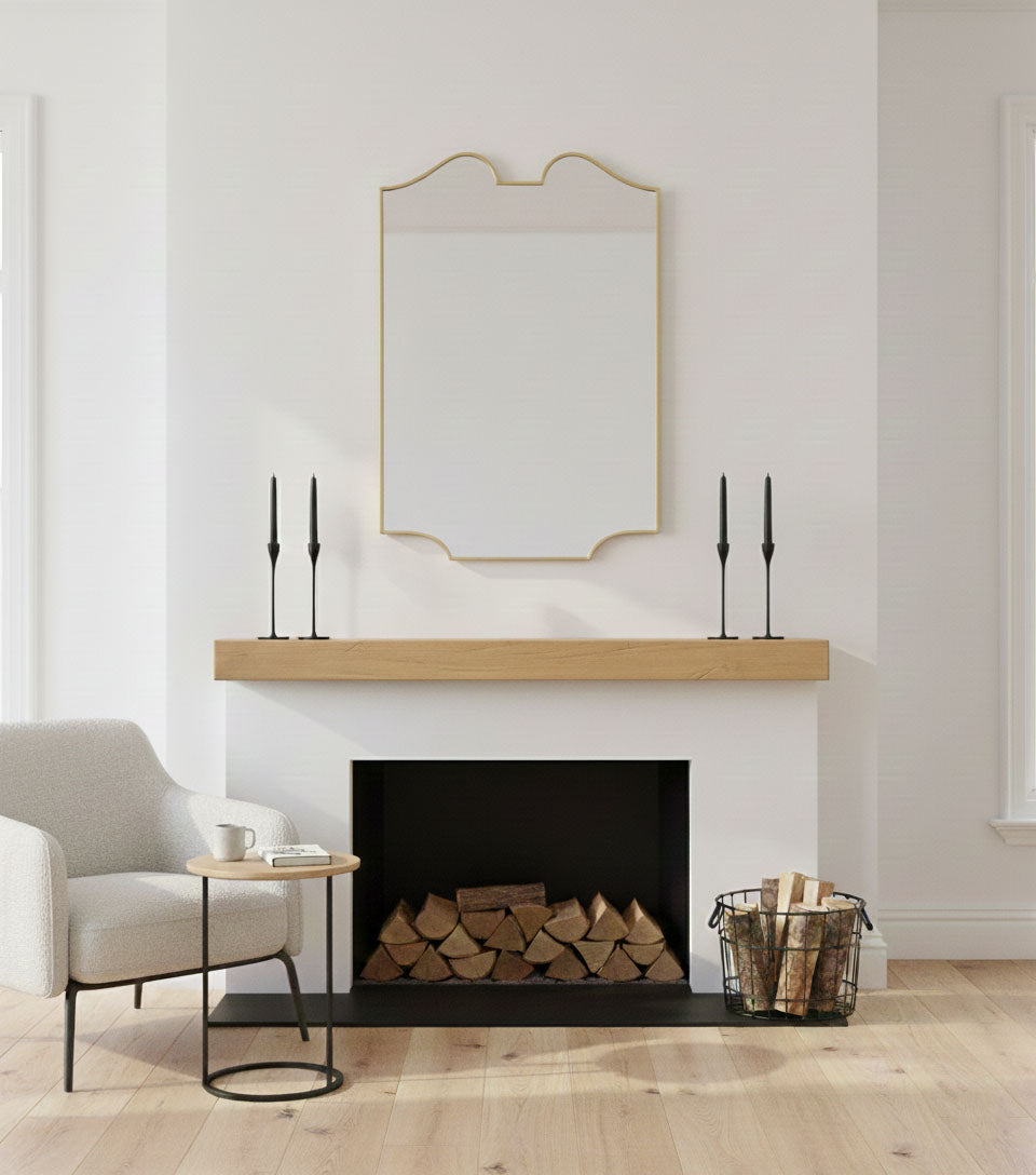 Varaudu Curve Brass Mirror Elegant Wall Mirror - Antique Brass Bathroom Mirror, Vanity Wall Decor