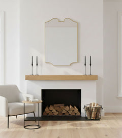 Varaudu Curve Brass Mirror Elegant Wall Mirror - Antique Brass Bathroom Mirror, Vanity Wall Decor
