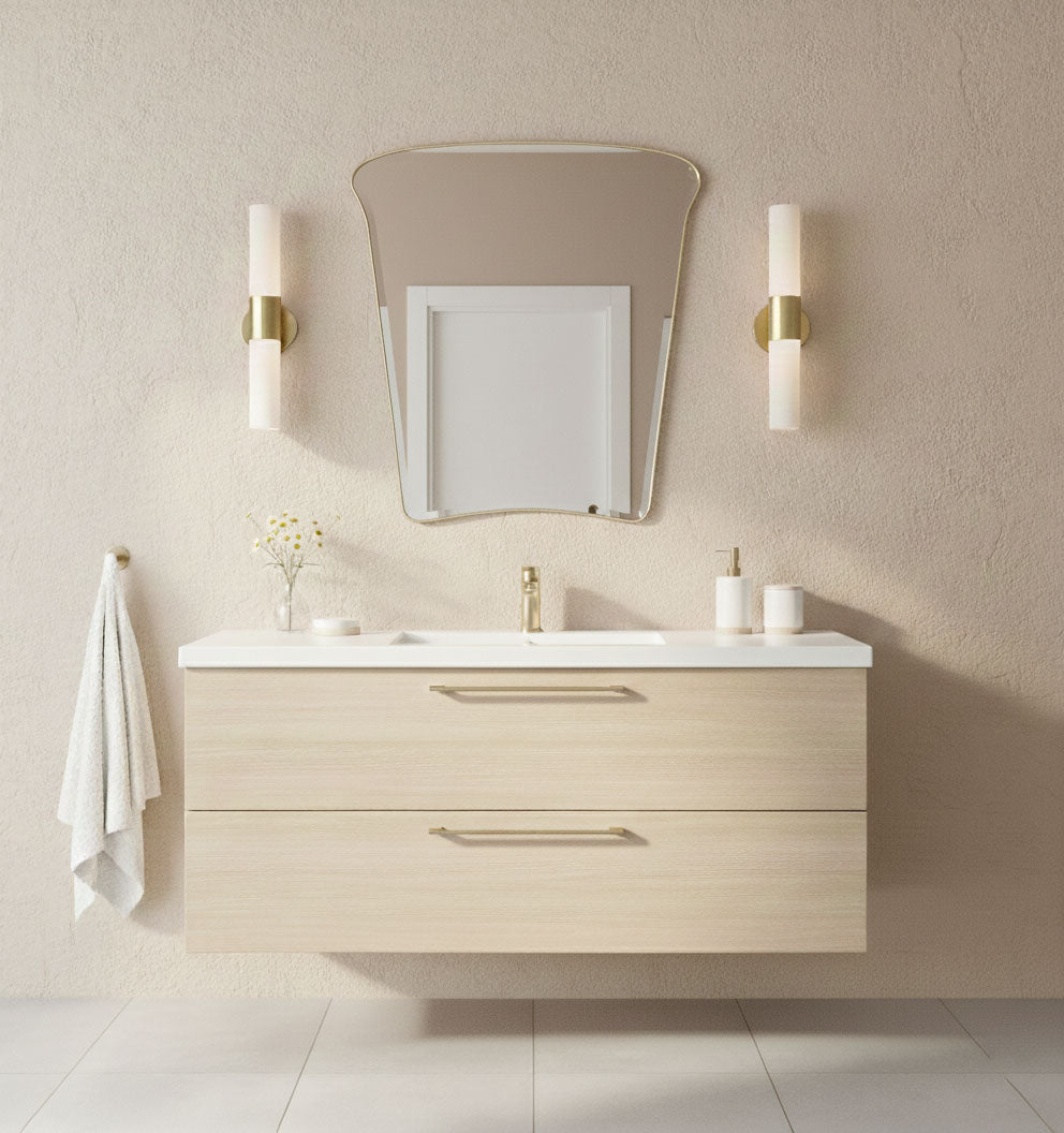 Varaudu Brass Wall Mirror Modern Handmade Design - Antique Brass Bathroom Mirror, Vanity Wall Decor