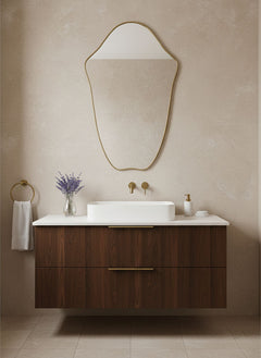 Varaudu Crest Edge Mirror Handmade Brass Wall Mirror - Antique Brass Bathroom Mirror, Vanity Wall Decor