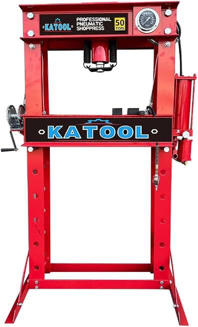 KATOOL 50Ton Capacity Shop Press Hydraulic Press Pneumatic Tools Mechanic Repair Shop Press
