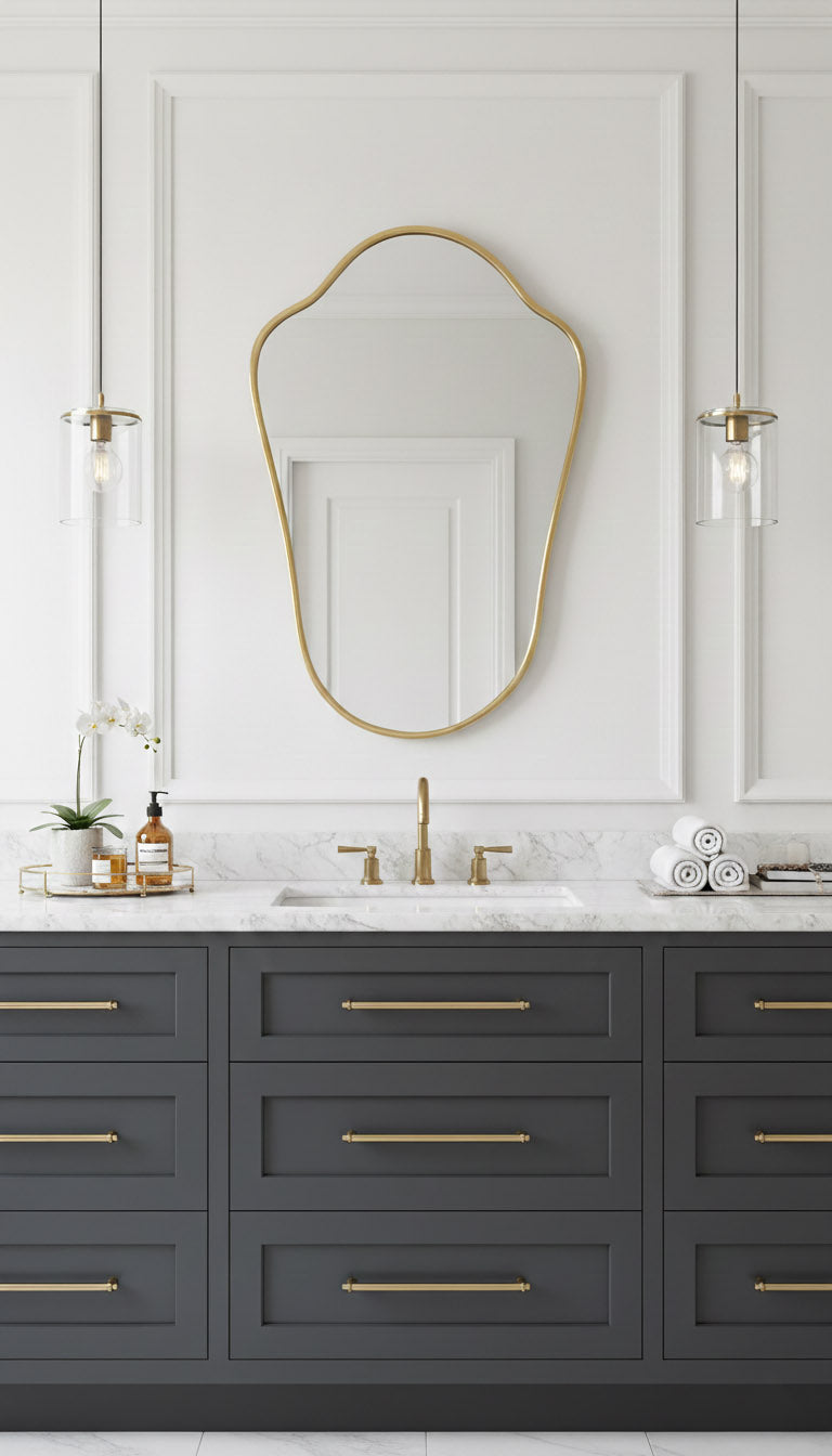 Varaudu Italian Shield Brass Mirror Antique Unlacquered Brass Mirror 369099713 - Antique Brass Bathroom Mirror, Vanity Wall Decor