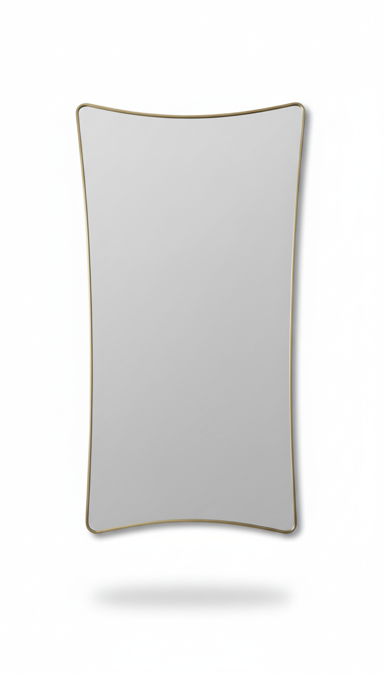 Varaudu Elegant Curved Rectangle Brass Mirror Handmade Mirror - Antique Brass Bathroom Mirror, Vanity Wall Decor