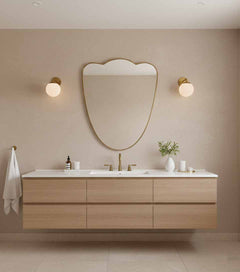 Varaudu Flower Brass Mirror Handmade Wall Mirror - Antique Brass Bathroom Mirror, Vanity Wall Decor