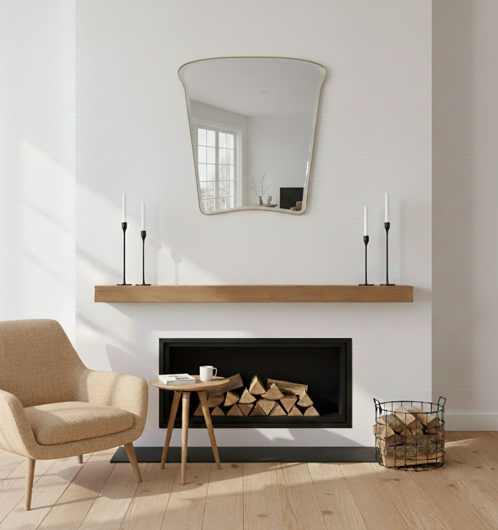 Varaudu Brass Wall Mirror Modern Handmade Design - Antique Brass Bathroom Mirror, Vanity Wall Decor